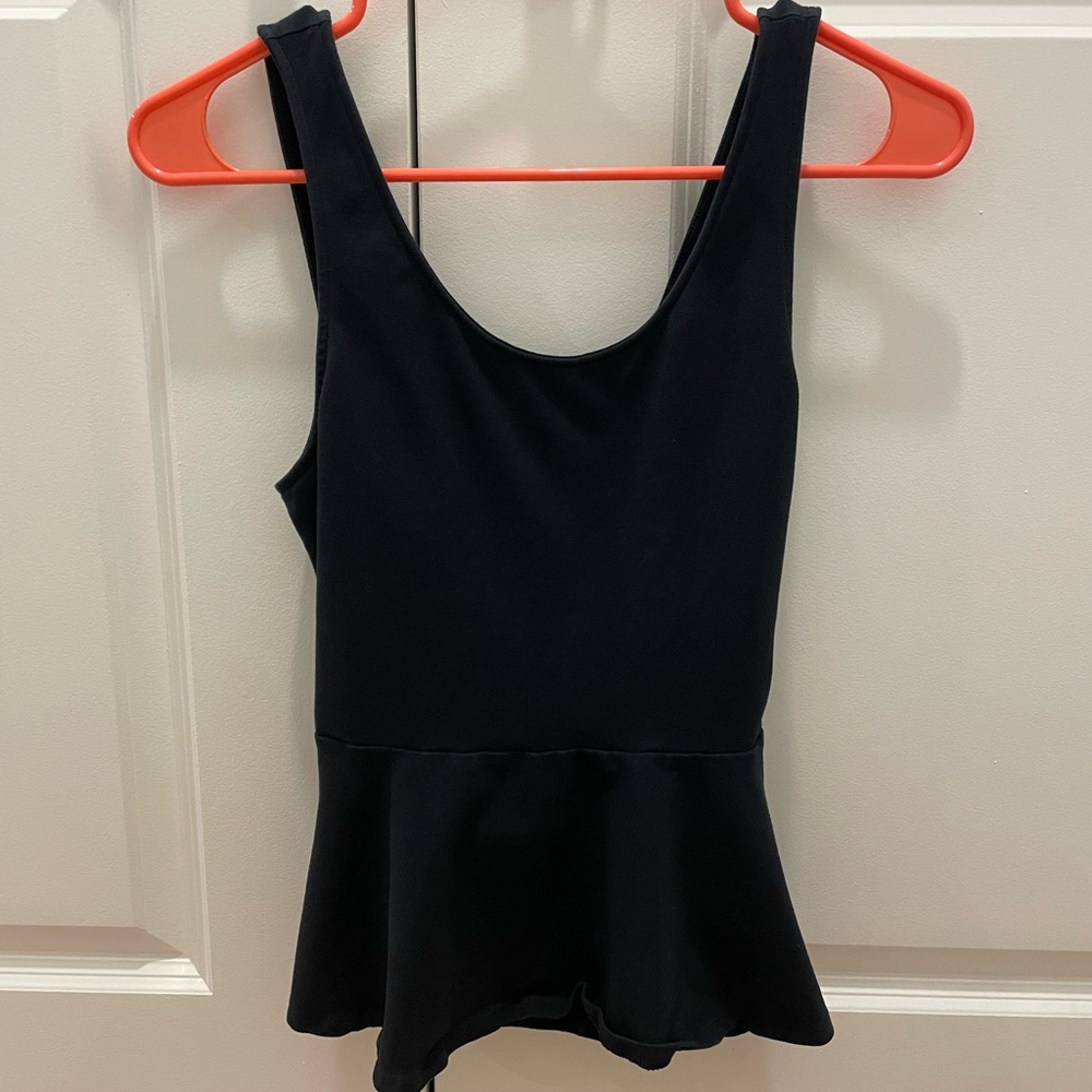 Express Black Sleeveless Peplum Top with Criss Cross Back Small